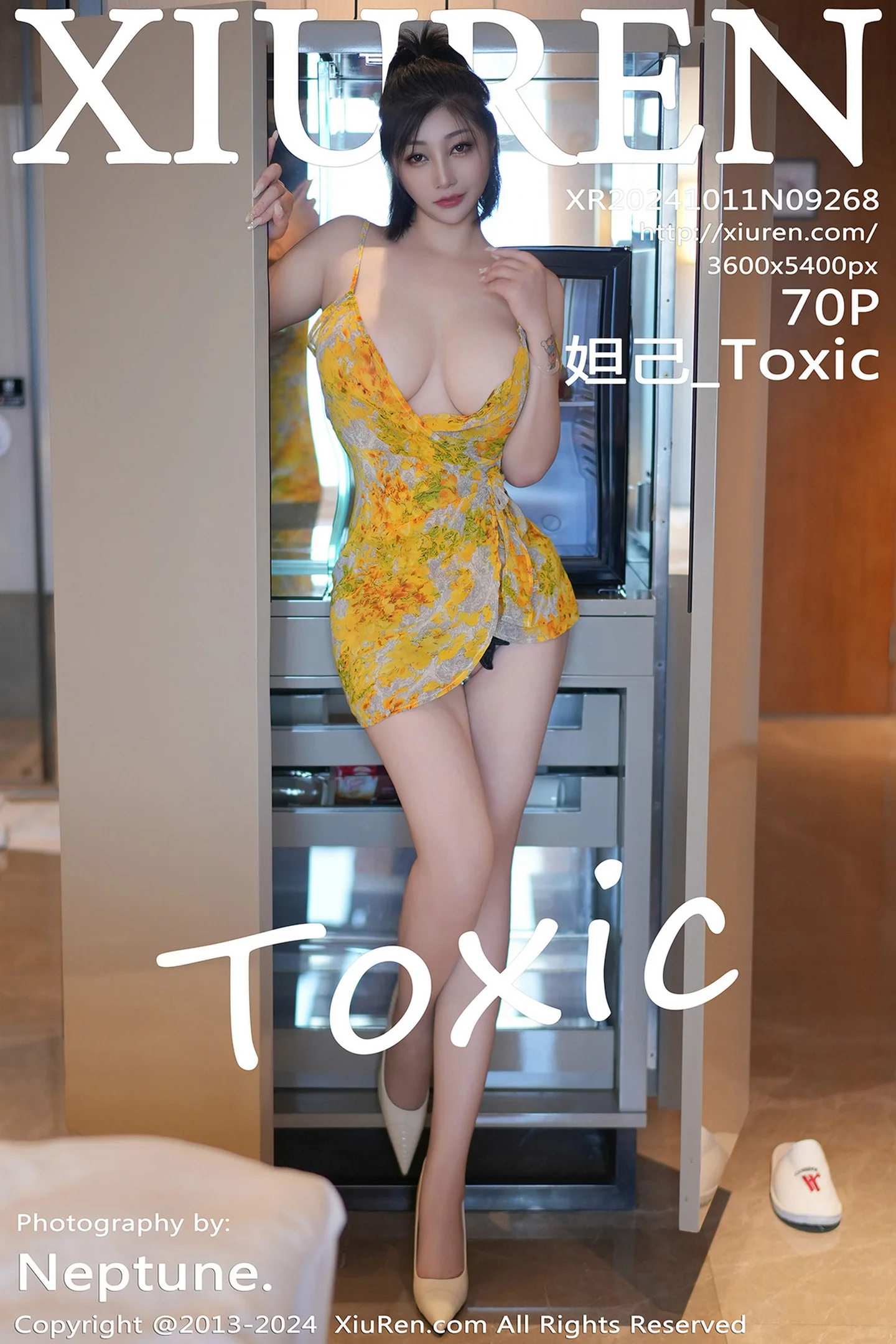 [XiuRen秀人网]No.9268_女神妲己_Toxic性感黄色花纹吊带短裙秀雪峰美臀完美诱惑写真70P-秀人网 - XiuRen.Space